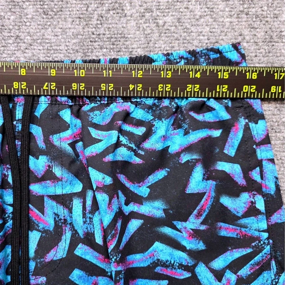 ONeill Men's Medium Blue Black Geometric Lightning Bolt Swim Trunks Board Shorts